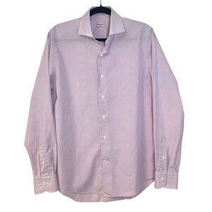 Alessandro Gherardi Pink Micro Check Long Sleeve Cotton Dress Shirt Mens Size 40